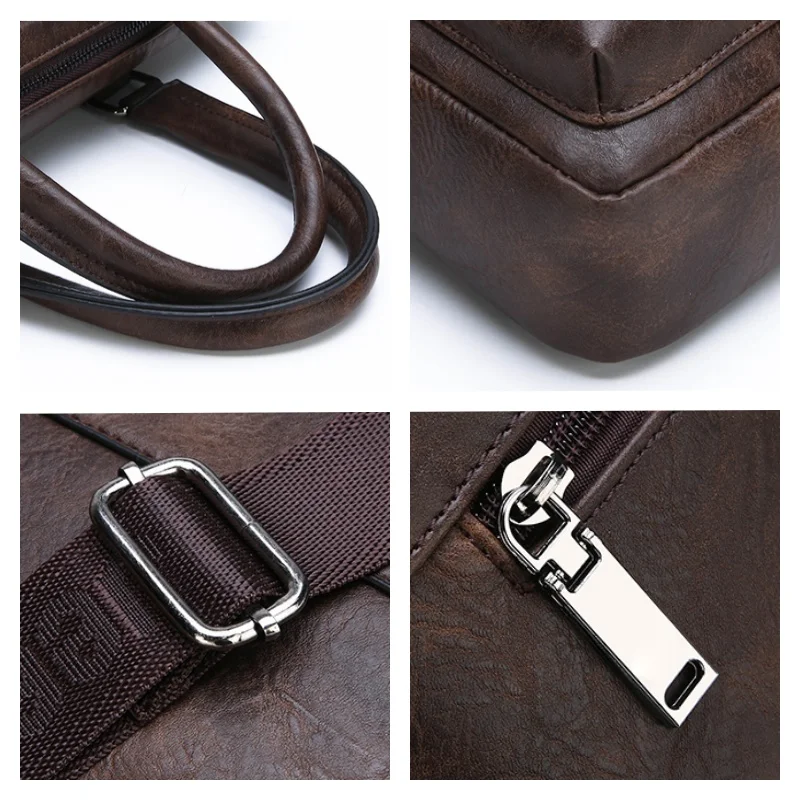 Men's Minimalist Trend Briefcase Large Capacity Office Shoulder Bag Waterproof Business Laptop Handbags Commute Crossbody Bag - 4