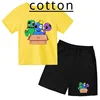 Summer Rainbow Friend Printed Short Sleeved Children T-shirt + Shorts 2pcs Set 3-12 Years Boy Girl Clothing Kid  Fashion Suit 2