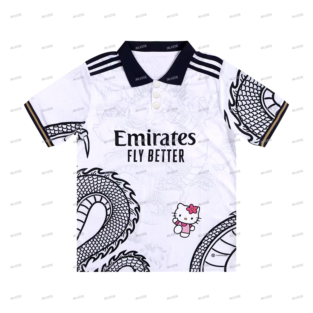 Hello Kitty Dragon Pattern Football Jersey Short Sleeve Casual Men's Women Oversized Real Madrid Children Polo T-shirt men t shirts children tshirts children tops
