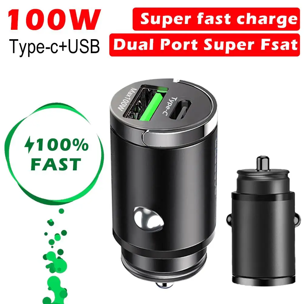 

100W Car Super Fast Charger Lighter QC3.0 For Iphone Samsung Tablet Mini PD USB Type C Car Phone Charger Universal
