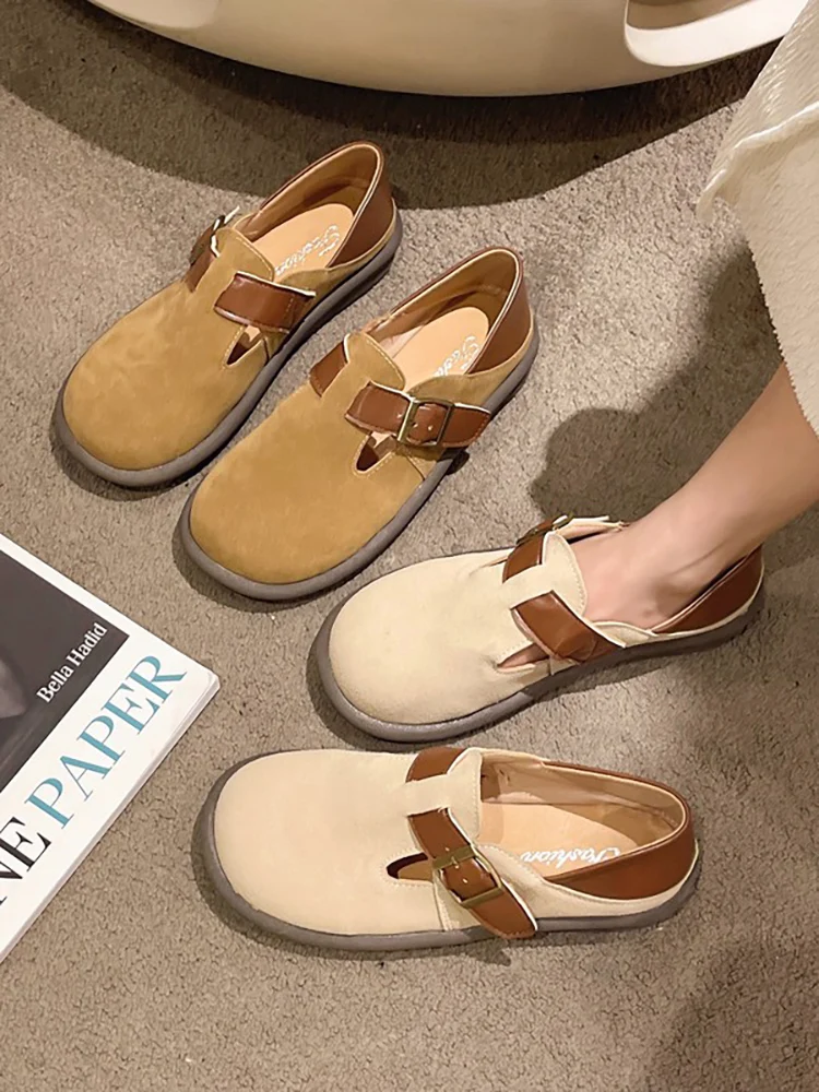 

Женские туфли 2023 с закрытым носком и круглым носком, женская обувь, модные Универсальные повседневные кроссовки, Осеннее новое платье в стиле ретро, милые Мокасины