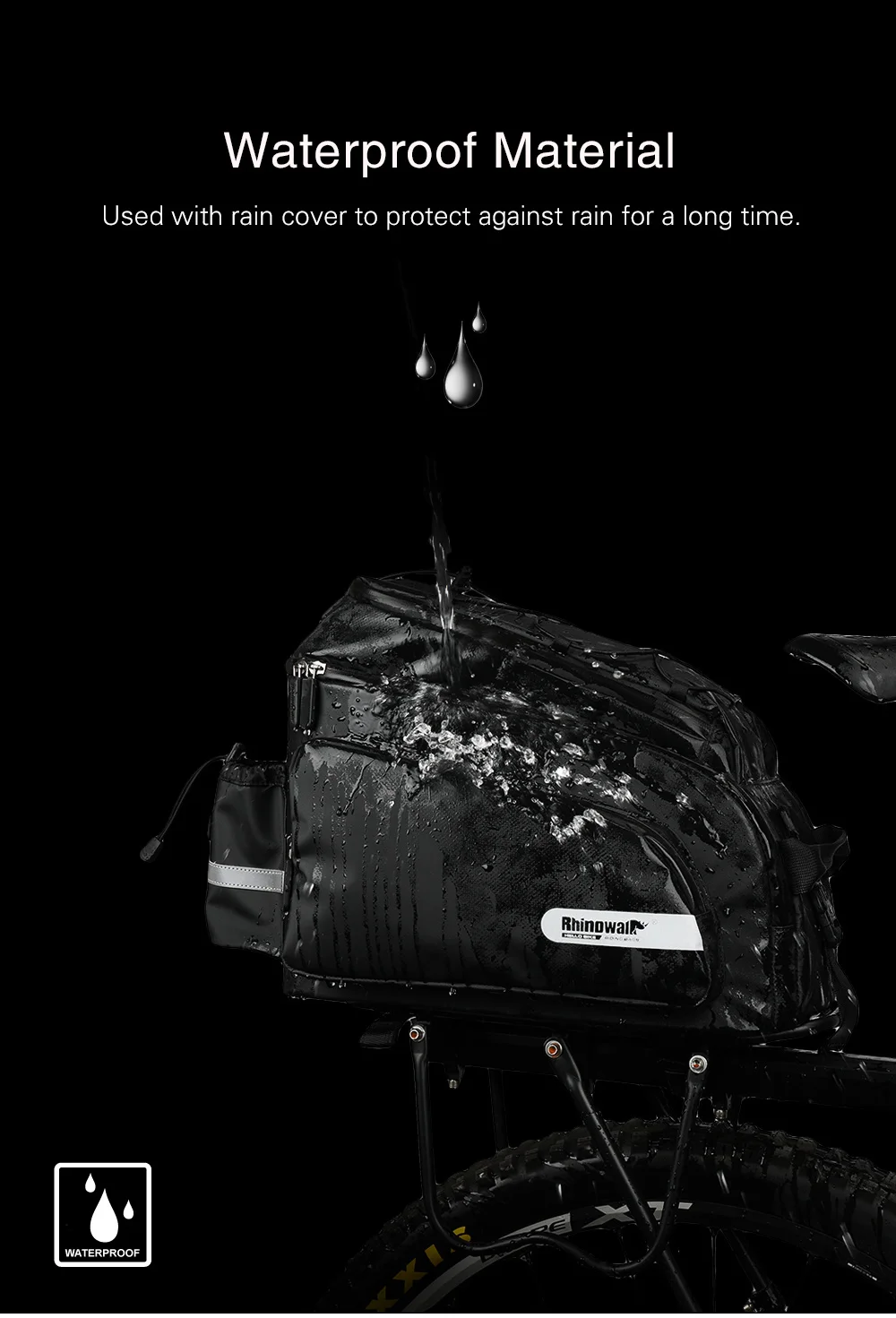 RHINOWALK New Bicycle Bags Mountain Bike Saddle Rack Trunk Bags Travel Cycling Luggage Carrier 17L Camera Handbag Waterproof  (2)