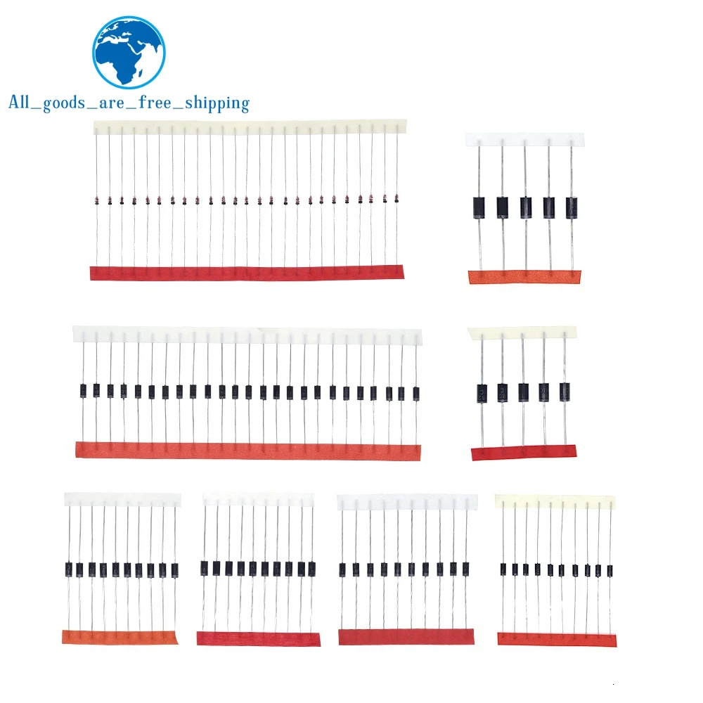 TZT 1 Packung 1N4148 1N4007 1N5819 1N5399 1N5408 1N5822 FR107 FR207, 8 Werte = 100 Stück