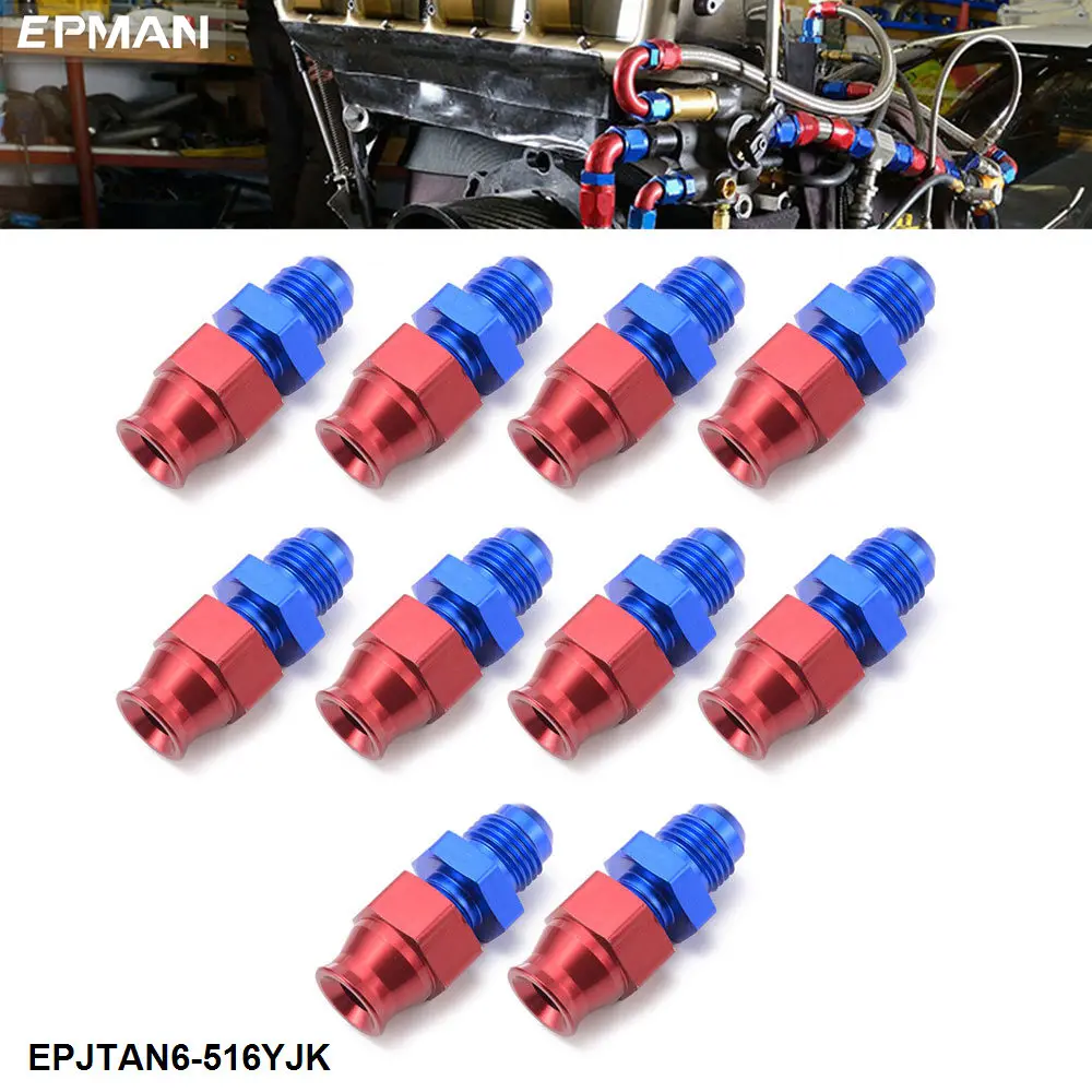 

EPMAN 10 шт. для 5/16 дюймового трубки из сплава внешнего диаметра, жесткая линия для адаптера, 6AN мужской расклешенный шланг, фитинг из алюминия, синяя и красная, анодированная Строительная лента