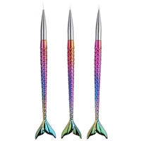 3 Pcs/Set Nail Art Liner Brushes Pen Mermaid Gradient DIY Wire Drawing Painting Pen Professional UV Gel Carving Manicure Tool 2