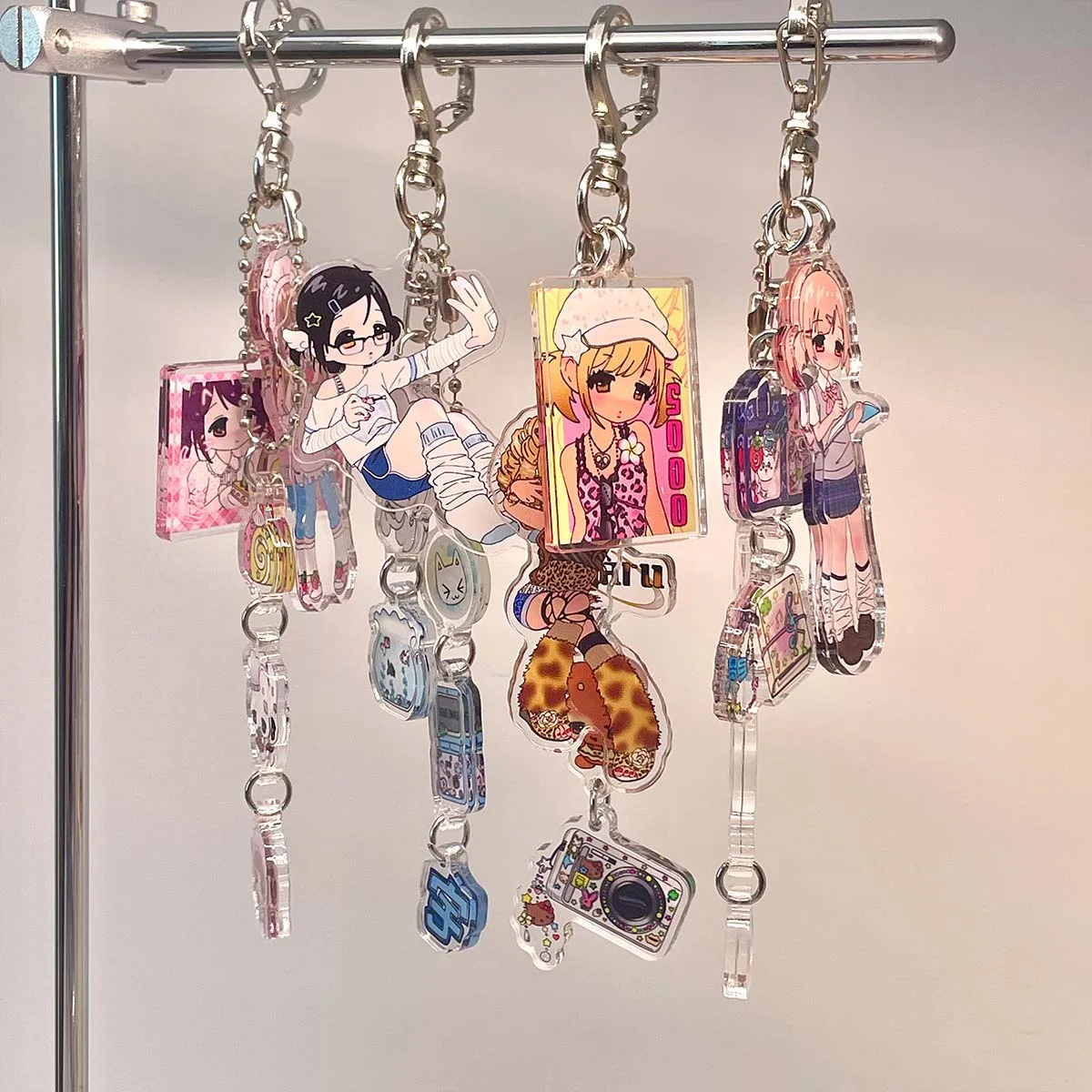 Phone Charm Acrylic Cute Girls Bag Decorative Key Ring Character Decal Book Lanyard Keyring Keychain