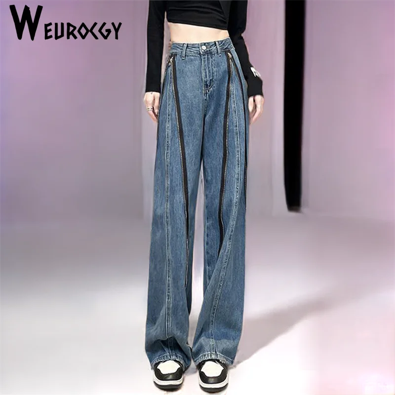 

Women Jeans 2023 Spring Autumn Korean Edition Fashion Versatile High Waist Straight Thin Drape Wide-Leg Pants Jeans Street wear