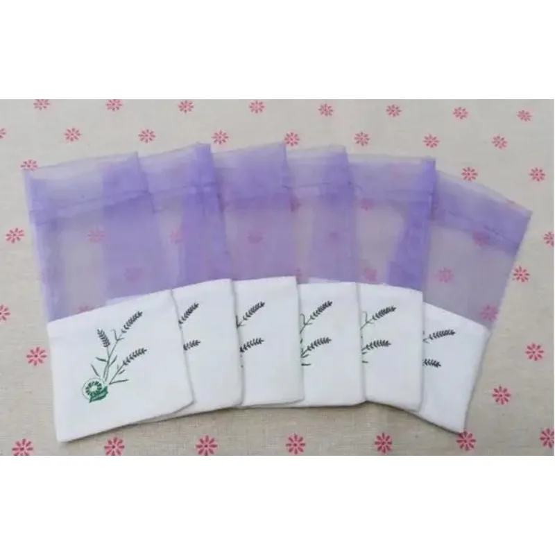 100pcs Lavender brown flower bag Pure cotton encryption yarn double-sided printed lavender sachet bag