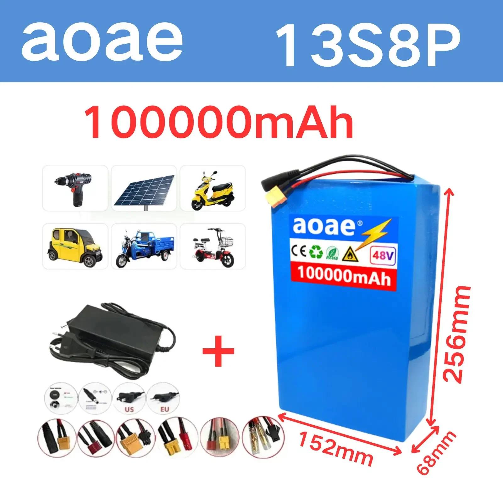 

13S8P 48V 100Ah lithium battery for electric scooters, mountain bikes 250-1000W