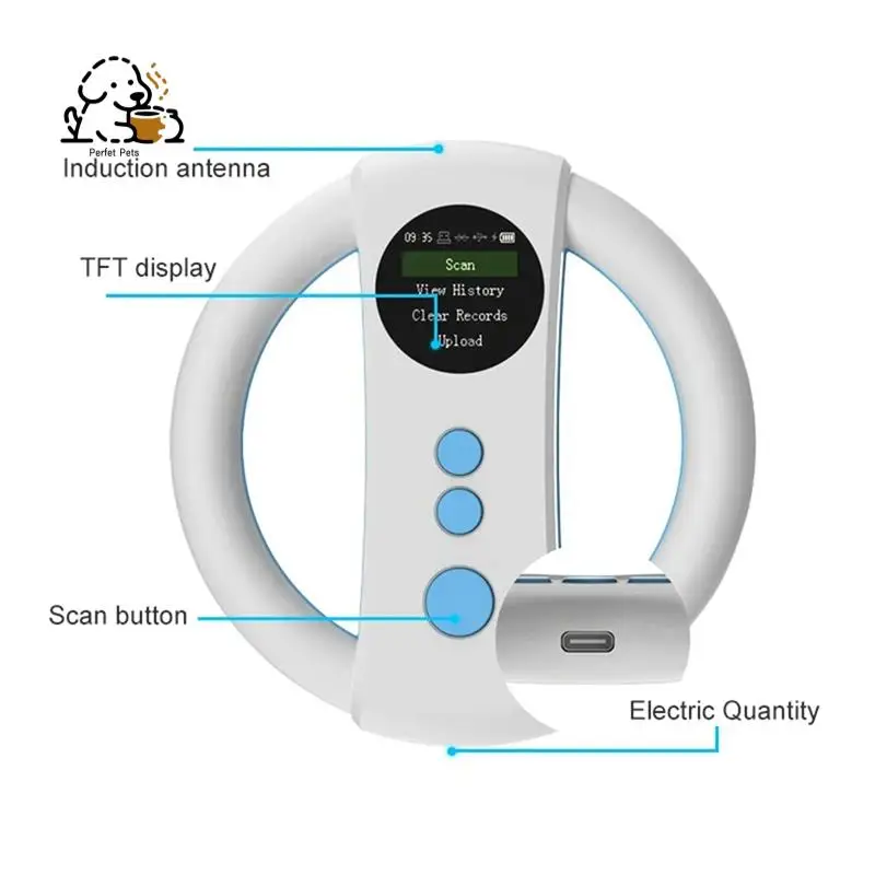 Animal Tag Reader 134.2Khz/125Khz Animal Chip Scanner 500 Records Memory Pet Information Reader