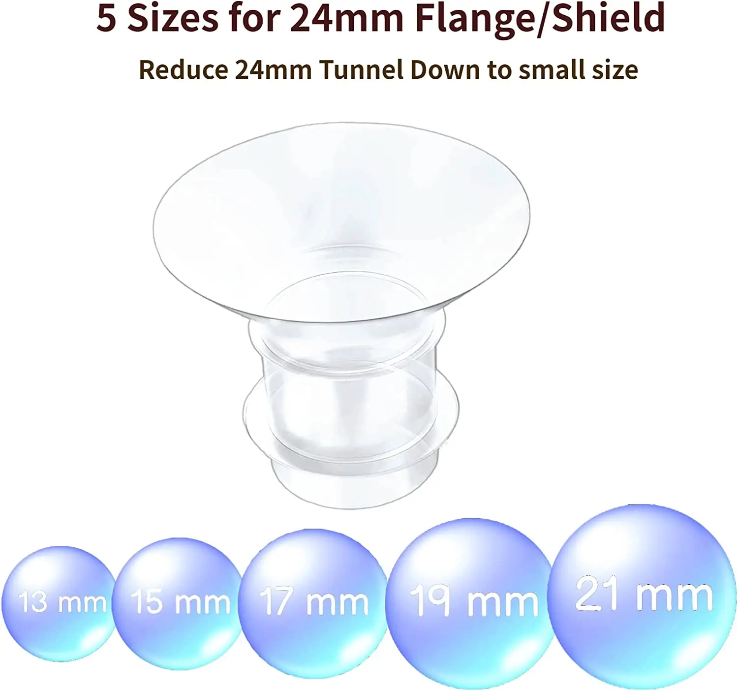 Flange Inserts 13/15/17/19/21mm 10PC,Compatible with Medela/Momcozy/Spectra/YOUHA/XIMYRA S9/S12 24mm Shields/Flanges 2