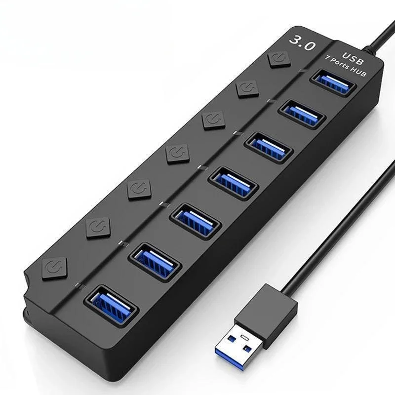 7-Port USB Hub with Switches and LED