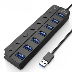 7 - Port USB Hub with Switches and LED (7ports)