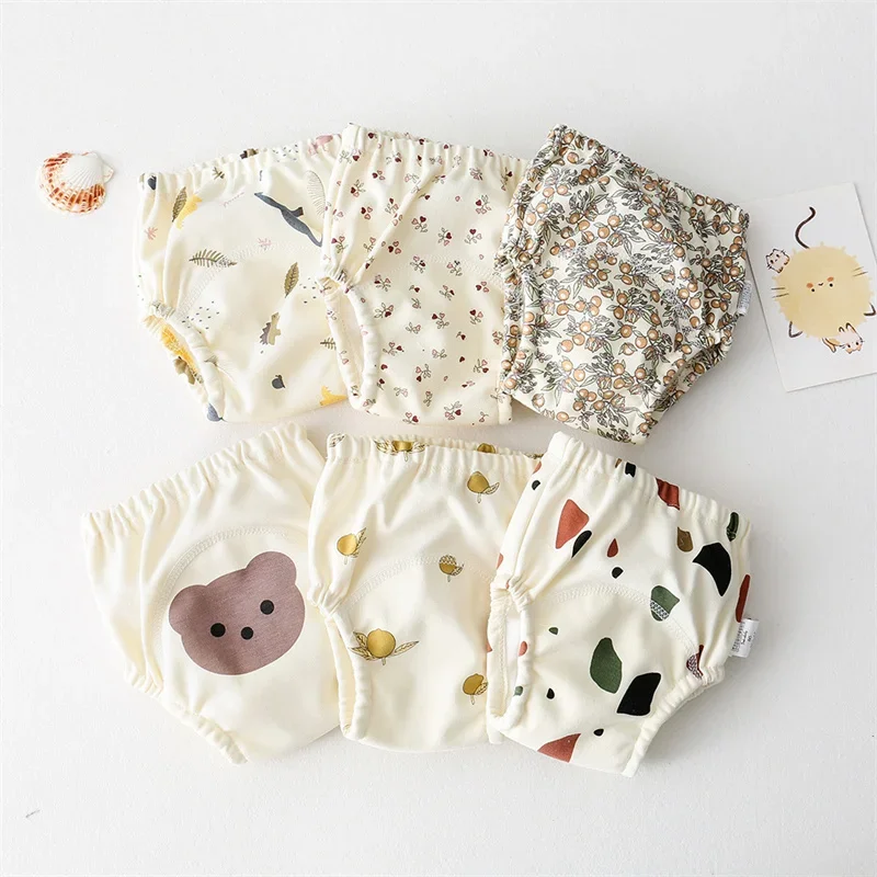 Baby Cartoon Cotton Waterproof Diaper Pockets Training Pants