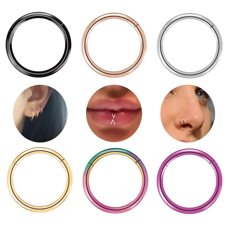 20G 18G 16G G23 Titanium Nose Piercing Lip Rings Ear Piercing Hoop Cartilage Tragus Helix Conch