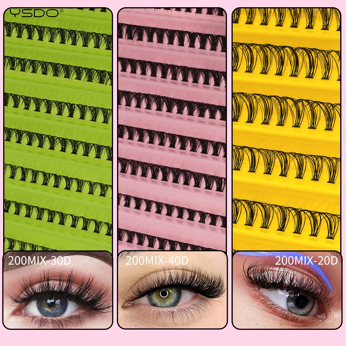 Description Picture 3 of item120/200Pcs Cluster Eyelash Extension Kit Individual Lashes Cluster Mix Lash D Curl Clusters Lashes Bond and Seal Makeup Tool Kit