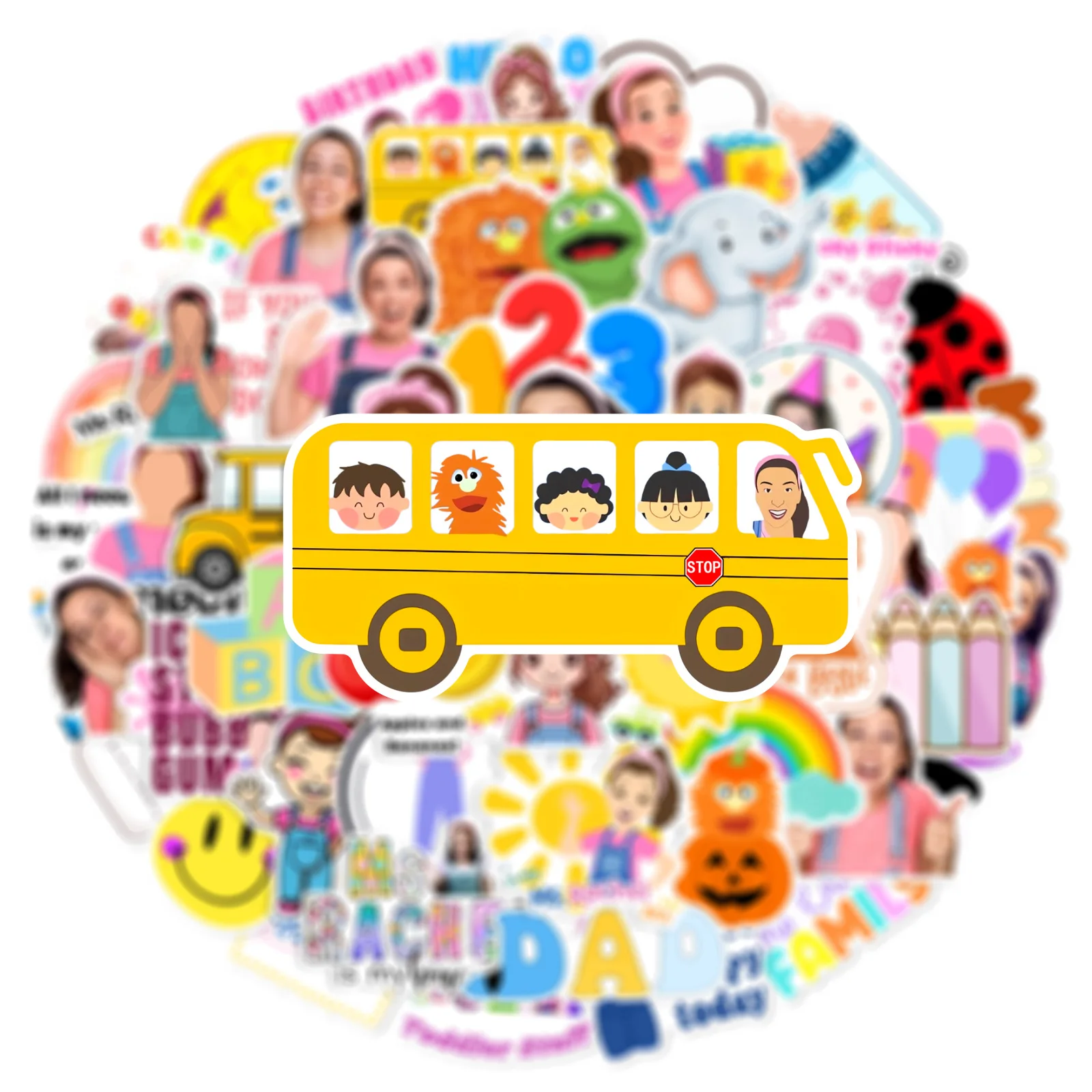 10/30/50PCS Ms.Rachel Early Childhood Education Sticker Decals Toys DIY Suitcase Skateboard Phone Luggage Bike Sticker Gift