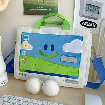 Borsa per computer Borse a tracolla da donna da 13-15 pollici Borsa a tracolla da donna Borse stampate con cartoni animati Borsa per laptop Y2k per studenti Harajuku
