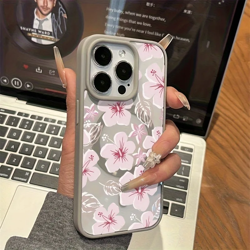 Elegant Minimalist Floral Phone Case with Magnetic Cover