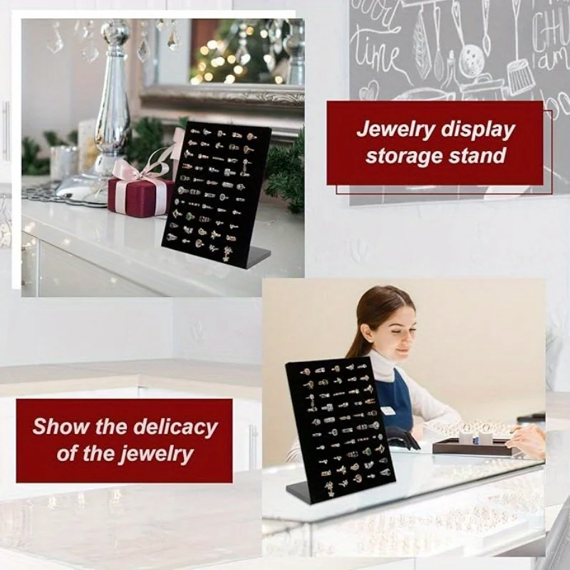 50 Slot Ring Display Rack, Velvet Earring Display Rack, Earring Display Board Display, Durable Jewelry Tray Rack