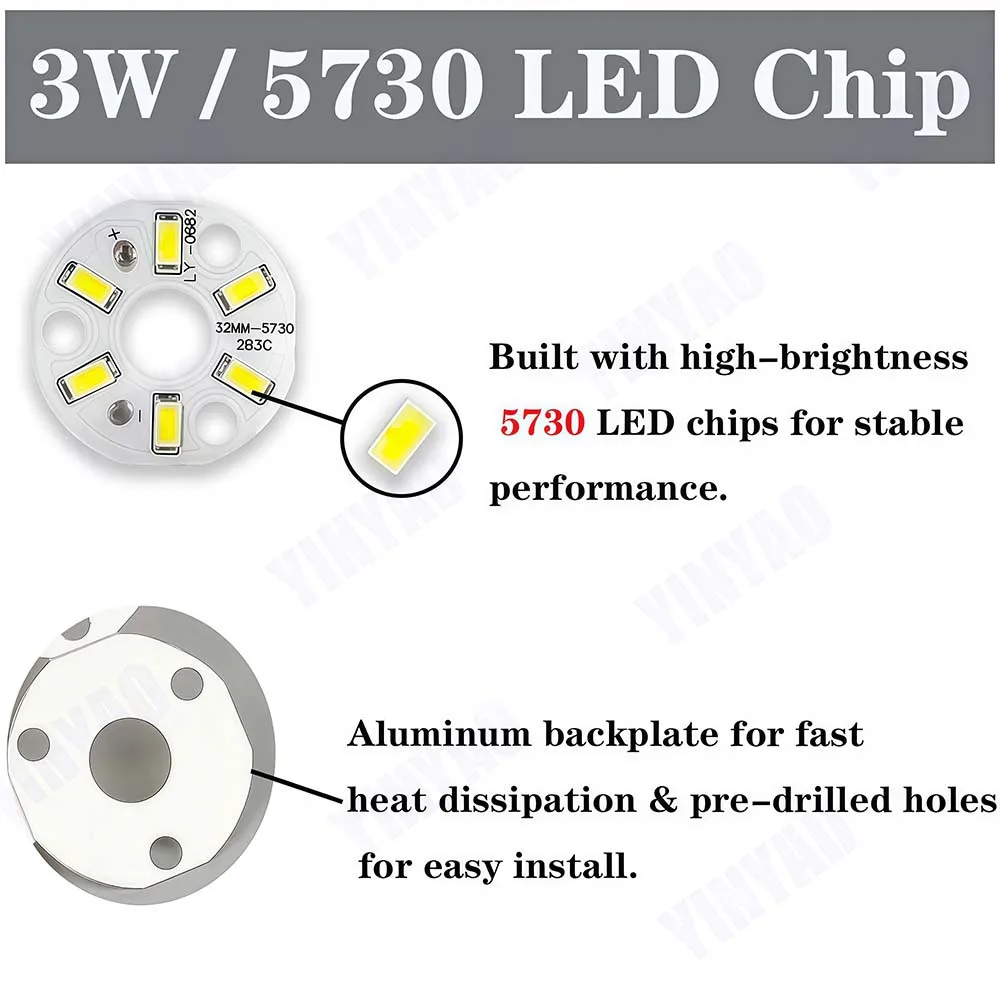 저렴한 10개 LED 라이트 보드 3W SMD5730 원형 전구 램프 소스 직경 32mm/40mm 빨간색/녹색/파란색/노란색/따뜻한/흰색/중립 조명