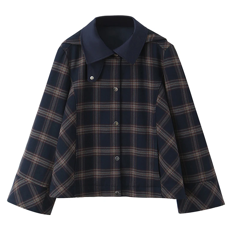 Plaid Cargo Lantern Pants 2 Pieces Sets For Women Long Sleeve Hooded Jacket Coat Spring Autumn Two Pieces Set Woman Outfit