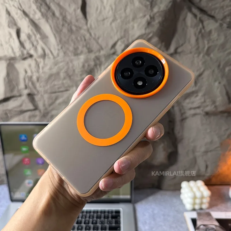 Contrast Color Magnetic Translucent Acrylic Phone Case with Skin-friendly Feel