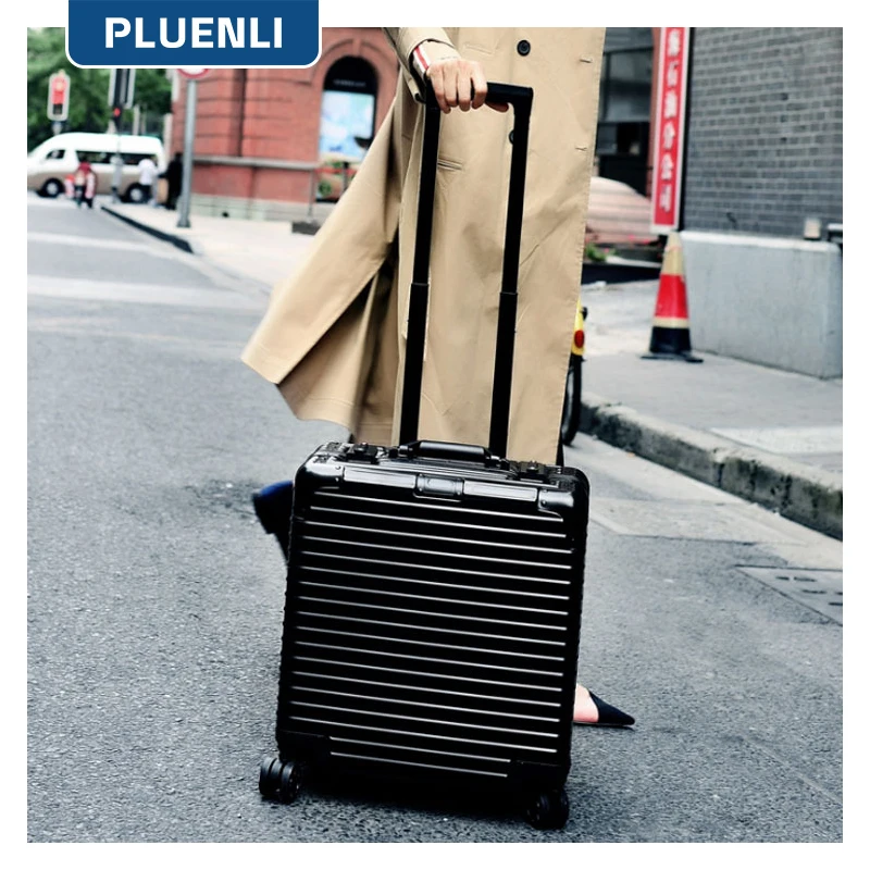 PLUENLI Business Boarding Case Business Case Universal Wheel Luggage Aluminum Frame Box