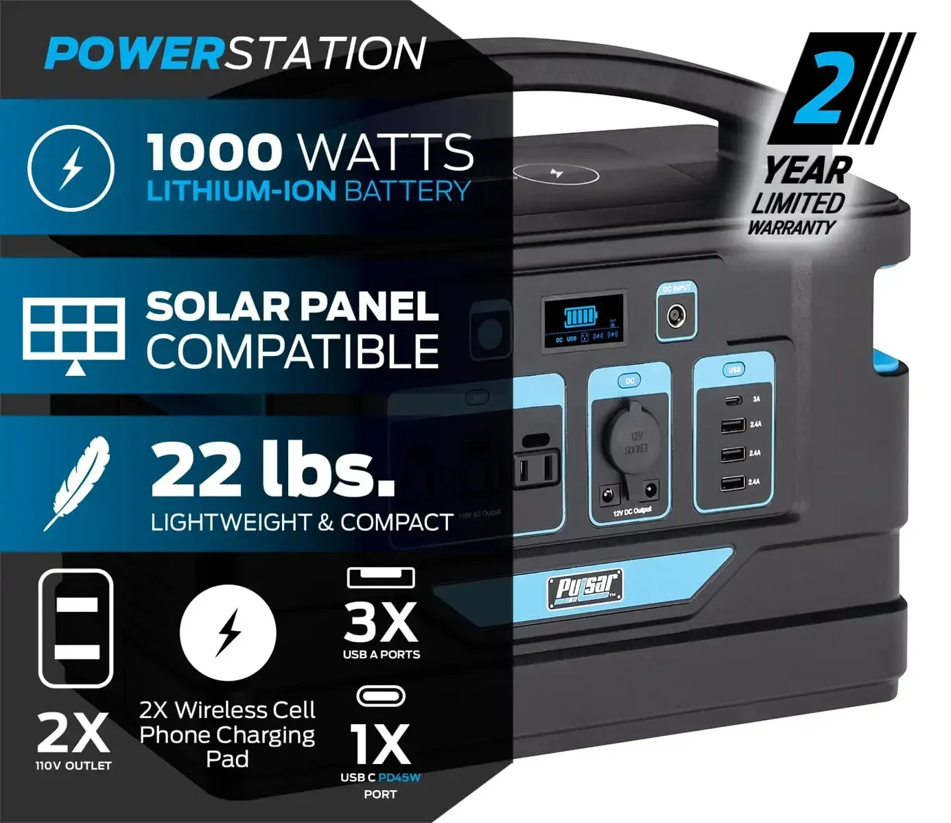 1000-Watt Portable Power Station 888 Wh Capacity with Wireless Charging Pads 888Wh Lithium-Ion Battery 2