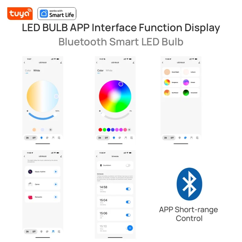 Tuya Smart LED Light Bulb, EU LED Light Bulb,Short Range Wireless Connect Smart Bulb, Works with Tuya Smart&Smart LifeAPP smart bulb