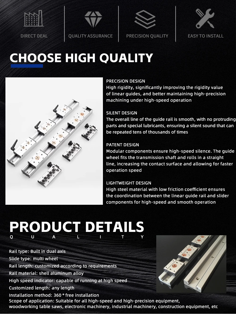 1pc/2pcs Dual-achse Führungsschiene Linear Schienen SGR15N 1200mm-2000mm + High Speed Guider Locking Slider Block SGB15N + Schloss Für CNC Teile – Detail 4