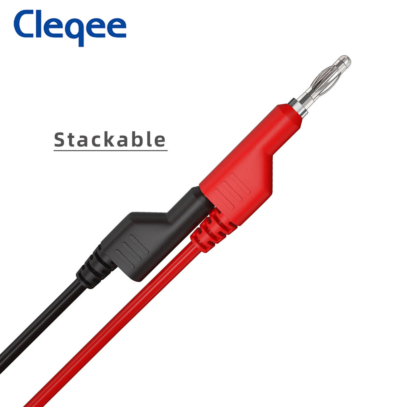 Cleqee P1036 2PCS Dual 4mm Stackable Banana Plug Multimeter Test Leads 1m Electrical Test Cables Red/Black 1000V 15A