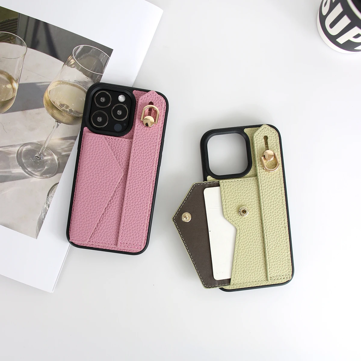 حافظة هاتف بحزام معصم وحقيبة بطاقات مضادة للإسقاط...