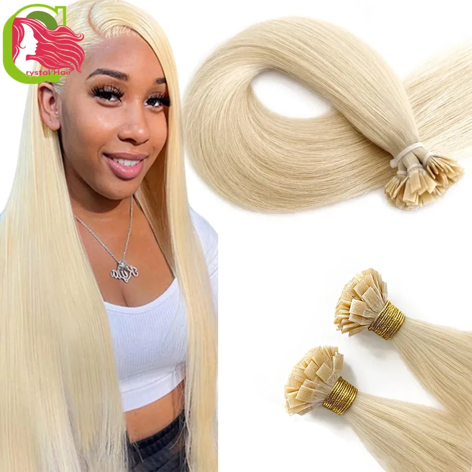 

18-30inches Simple Hair Human Extension By Fusion Flat Tip Keratin Capsule Natural Hair Extension Ombre Blond Color