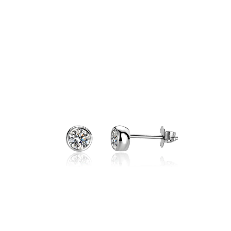 

Round 3mm Moissanite Diamond Silver 925 Stud Earrings Trendy Engagement Wedding Women Earring Gift