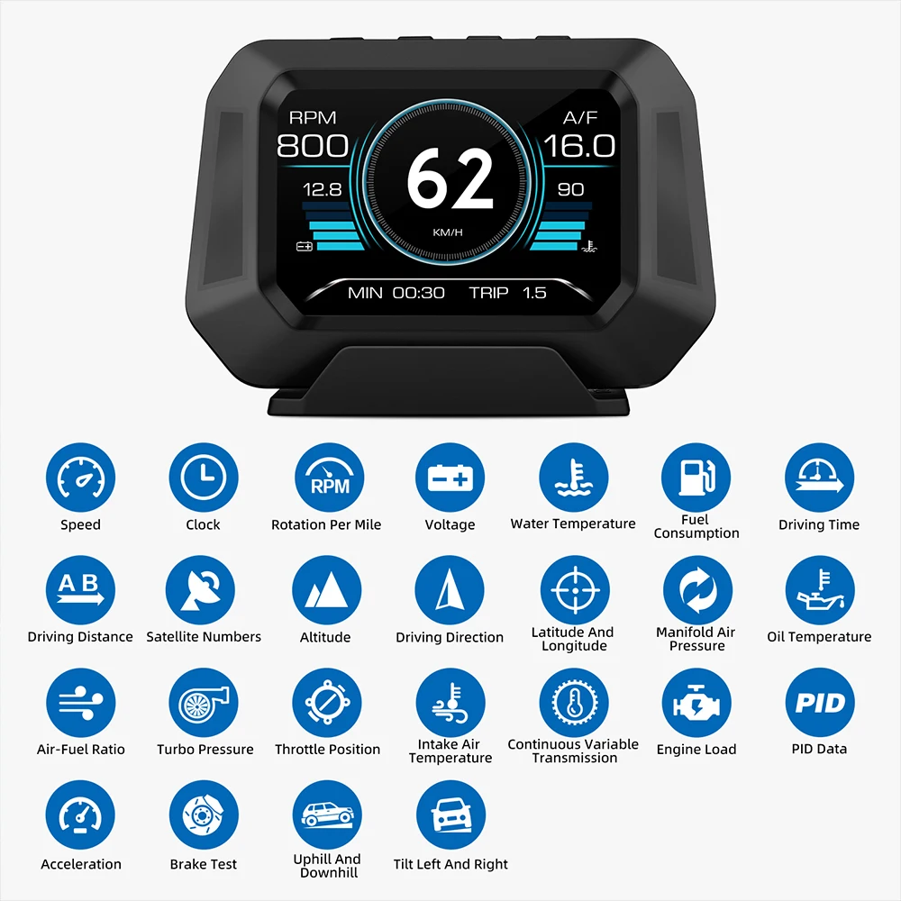 Konnwei KW206 OBD2 – Ordinateur De Bord Auto, Scanner Diagnostic, Affichage Numérique