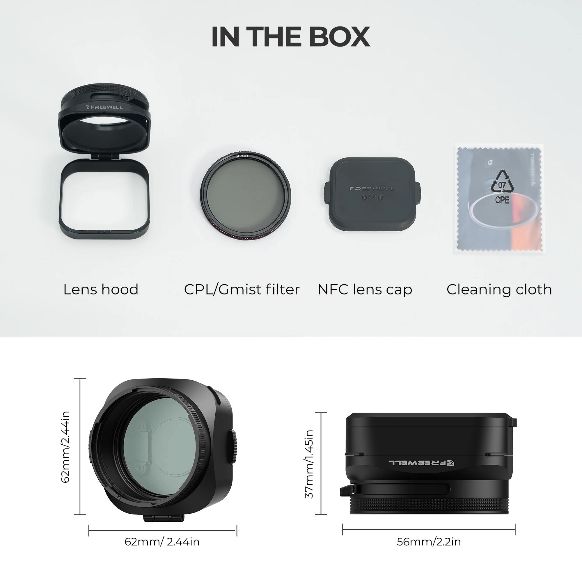 Real Lens Hood CPL/Black Mist Filters and NFC Lens Cap Flipable Design Compatibi