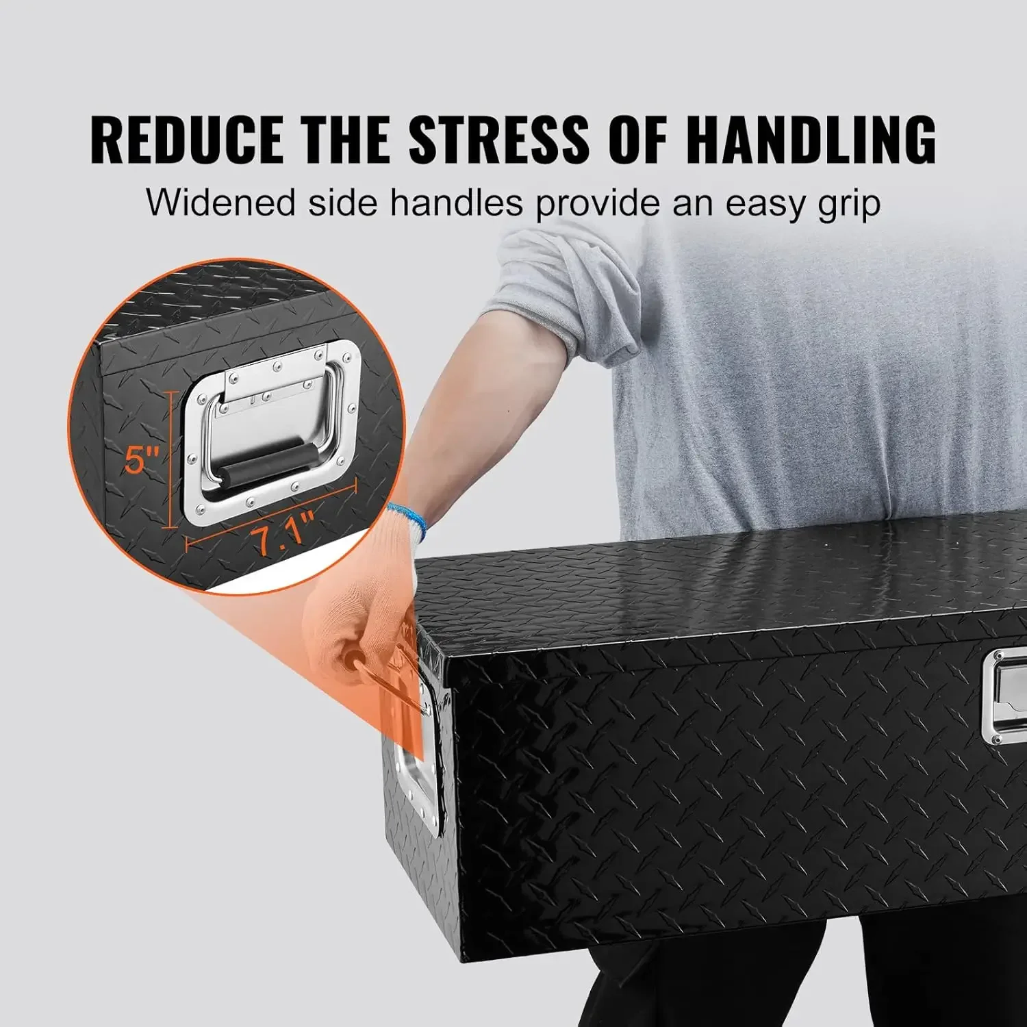 Heavy Duty Aluminum Truck Bed Tool Box, Diamond Plate Tool Box with Side Handle and Lock Keys, Storage Tool Box Chest Box 5