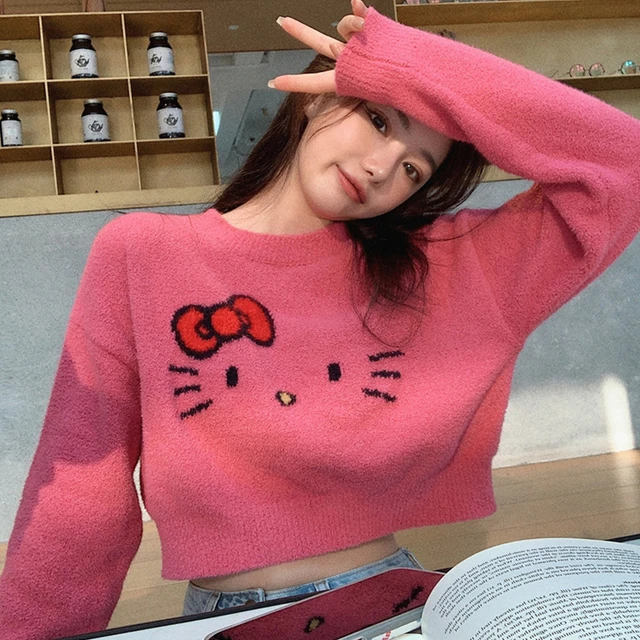 Jacquard-knit Sweater - Cream/Hello Kitty - Ladies