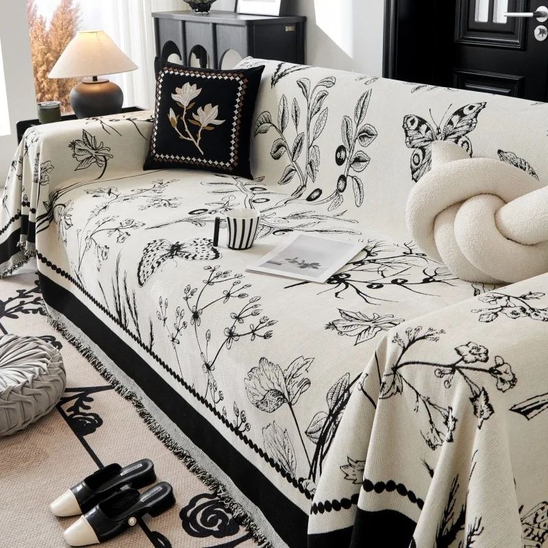 Vintage French Style Chenille Sofa Cover Full Coverage for All Seasons Luxury High-End Sofa Protector Slipcover Sofa Cover