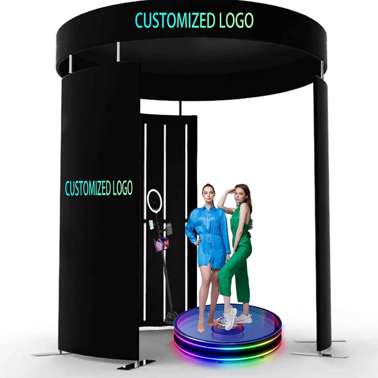 2024 New Party Event Photo Booth Fondale Fotocamera A 360 Gradi Led Light Fashion Background Wall Booth 360 Photo Booth
