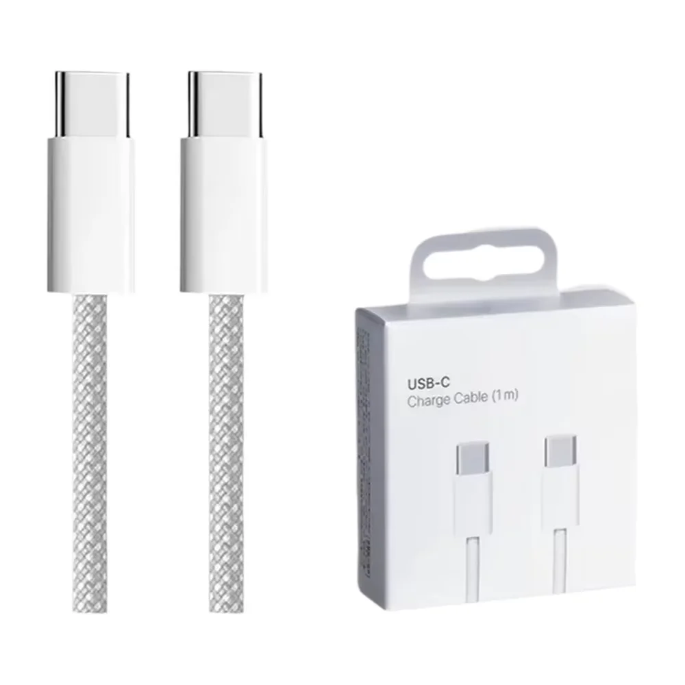 PD 60 واط المزدوج USB-C شحن سريع مضفر كابل آيفون 15 16 برو ماكس 15 16 زائد نوع C إلى نوع C كابل شاحن سريع مع صندوق