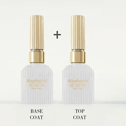 Functional Gel Nail Art Set with Base & Top Coats, Matte Finish, Soak - Off Design Tool - 15ml Options Available (2pcs B T)