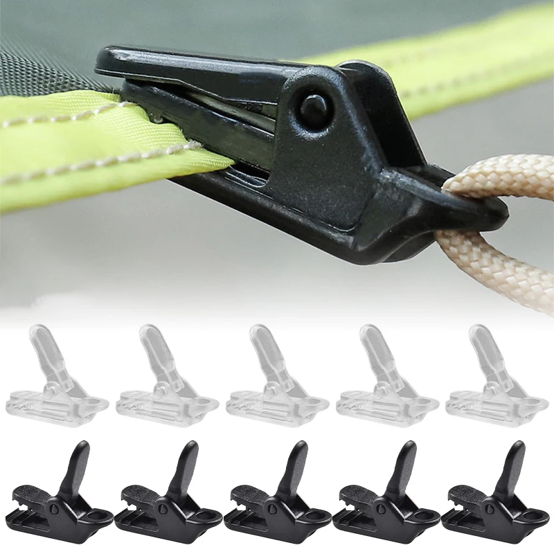 10/20pc Sturdy Camping Tent Clips Tarpaulin Awning Anti-wind Clamp Tent Hook Crocodile Fixed Jaw Grip Hook Camping Equipment