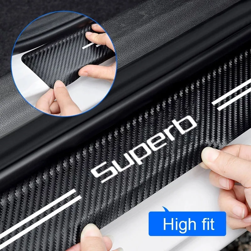 

Car threshold anti stepping protection strip trunk anti scraping strip carbon fiber sticker decoration for Skoda Superb Sticker