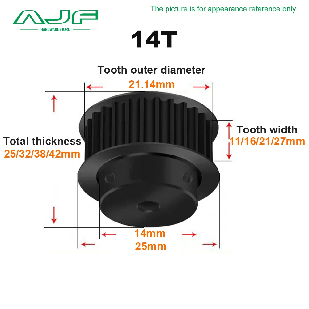 HTD5M 14T 15T 16T 18T 19Teeth Black Steel Timing Pulley BF Type 5M Synchronous Wheel for Belt Width 10/15/20/25mm Ptich: 5mm timing pulley belt pulley