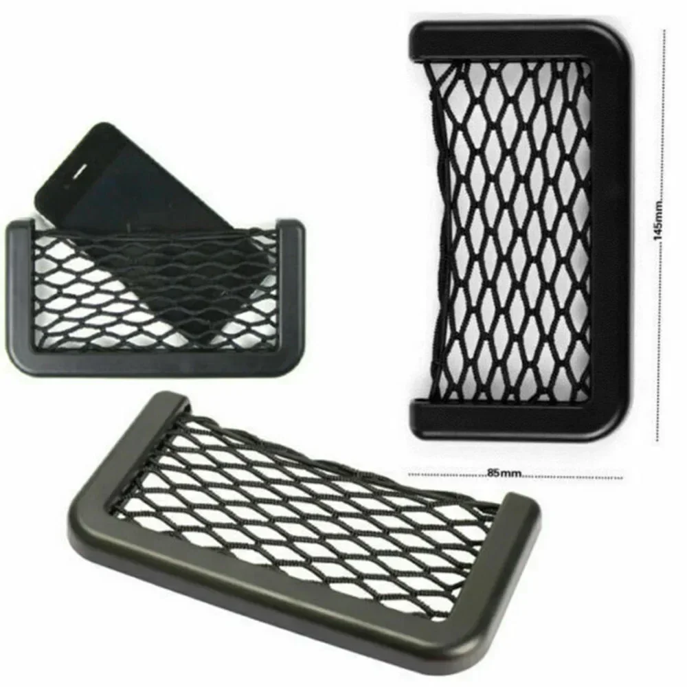 Universal Car Organizer Mesh Storage Bag Net Pocket Phone Holder Net Auto Seat Side Interior Back Sundries Pocket Holder 3pcs
