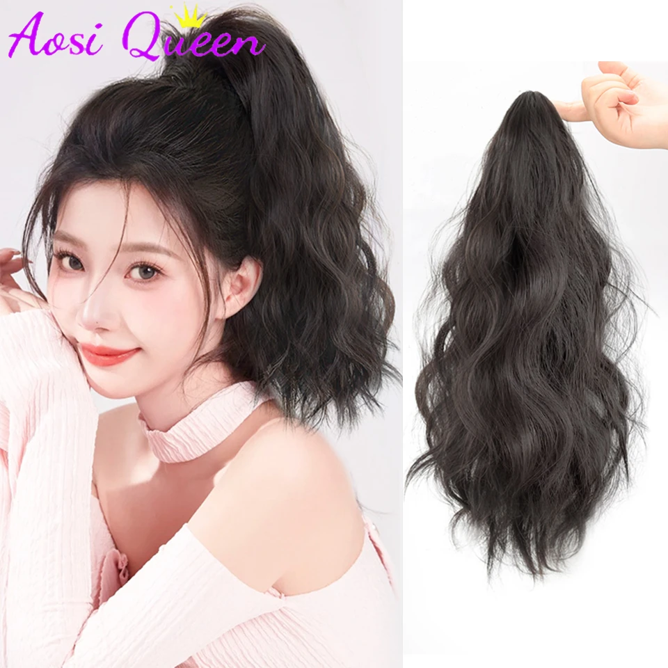 

AOSI Synthetic Ponytail Wig Women's High Ponytail Claw Clip Style 19 Inches Natural Fluffy Long Curly Hair High Ponytail