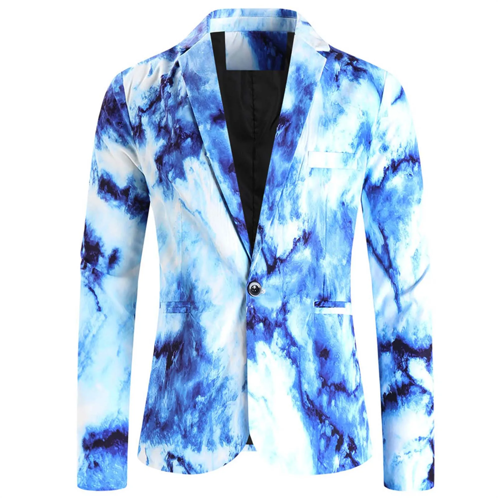 Se75de8829901418ca48b6bf77711ad59e Men's Printed Blazer Coat Slim Fit Long Sleeve Casual Business Jacket