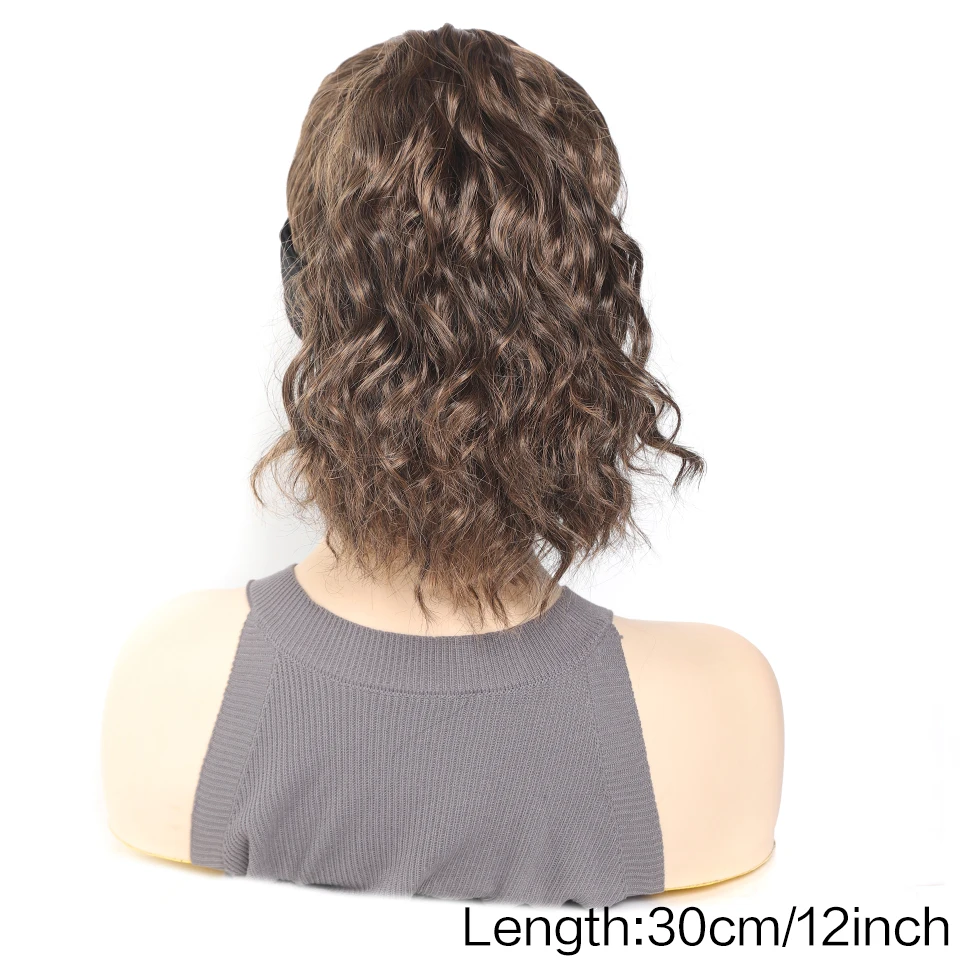 LUPU Synthetic Hair Curly Wave Ponytail Black Brown Baseball Cap Wig Adjustable Sun-Protective Sporty Style for Women Girls